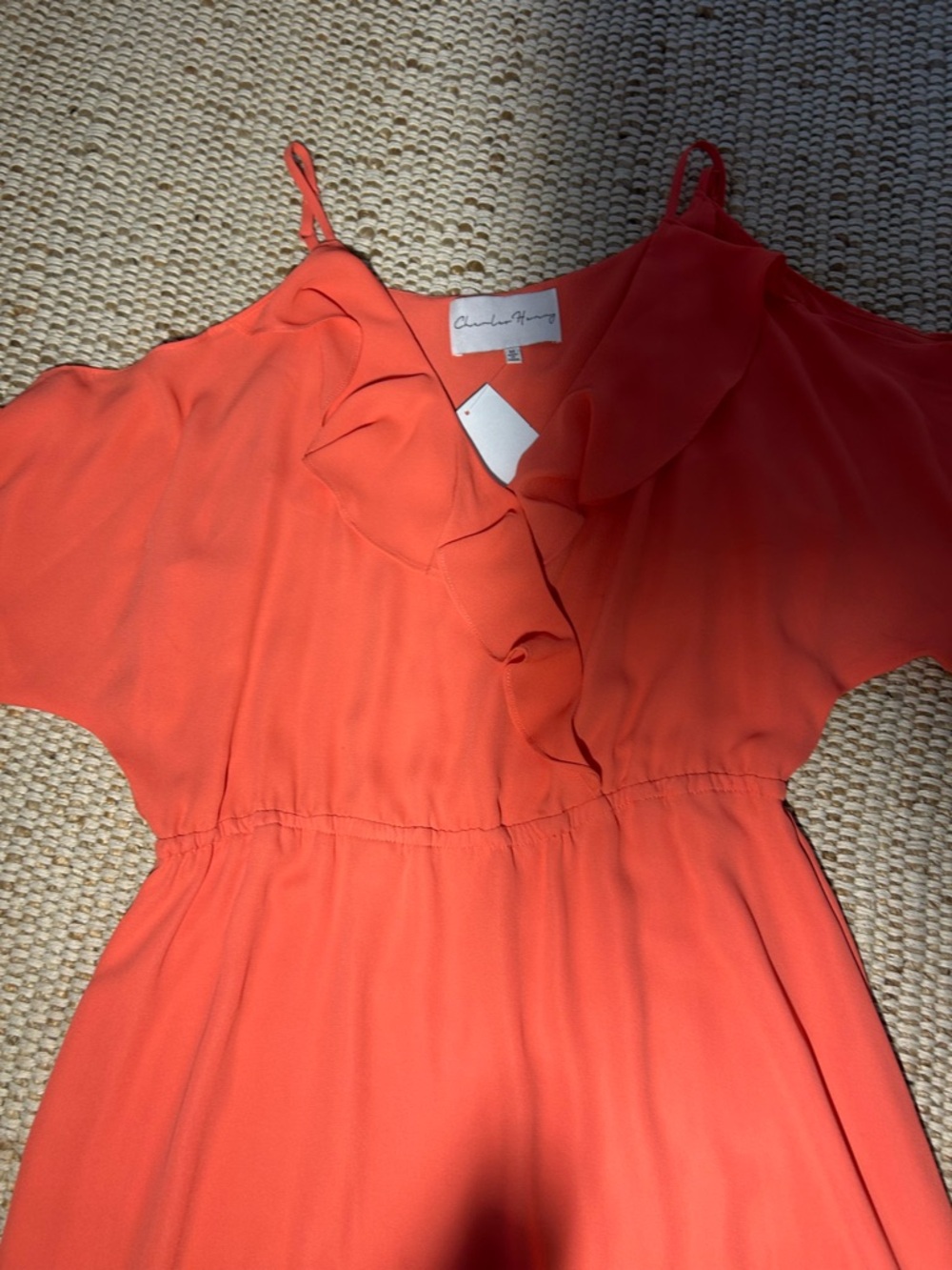 Coral Ruffle V-Neck Mini Dress - Picture 3 of 11